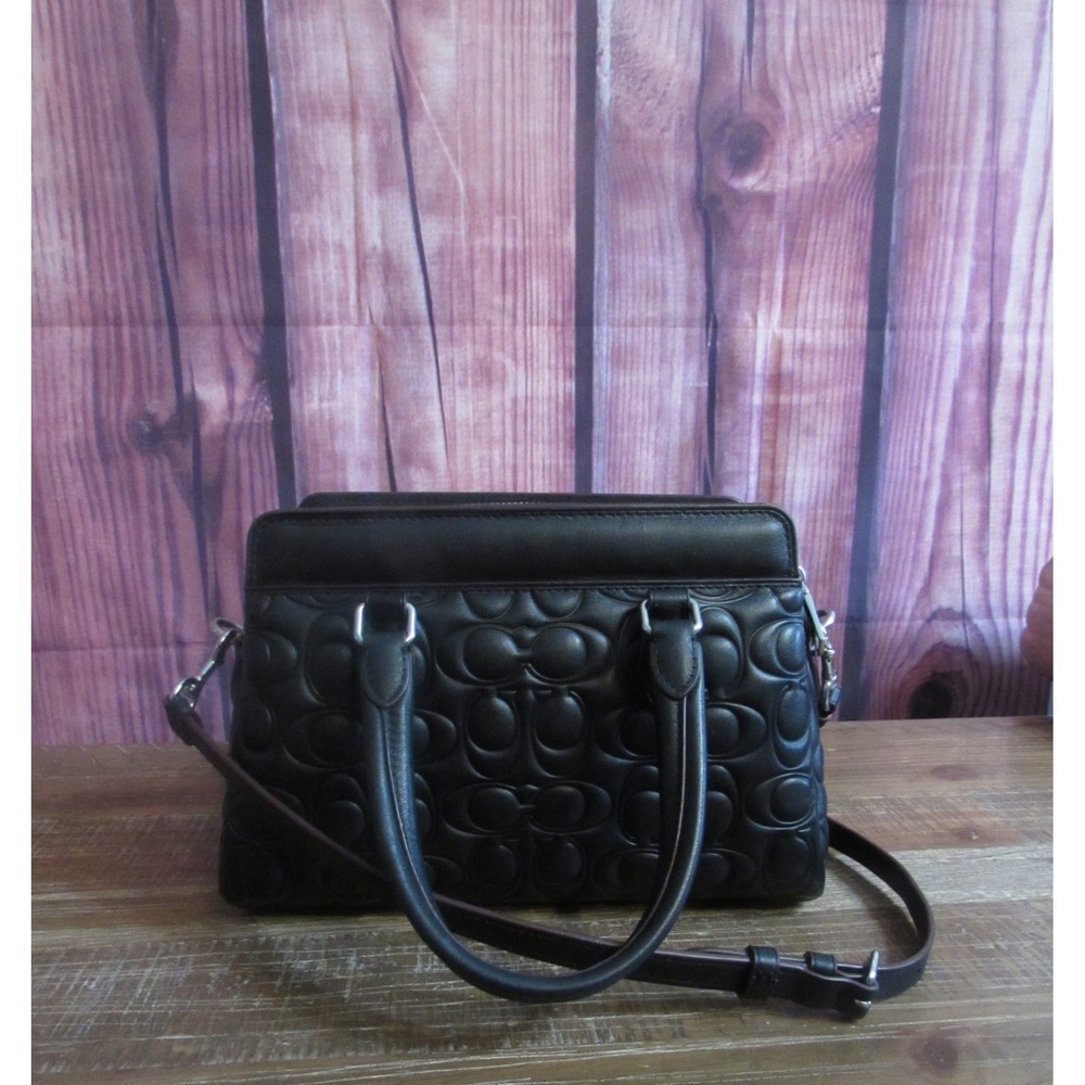 Coach Mini Darcie Carryall Black Brown Nappa Leather Crossbody Bag CM050‎ - Picture 11 of 11